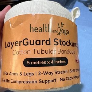 HealthAndYoga LayerGuard Cotton Stockinette Tubular Bandage 5m x 4in Off-White
